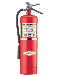 Amerex® 10 Pound Stored Pressure ABC Dry Chemical 4A:80B:C Steel Multi-Purpose Fire Extinguisher For Class A, B And C Fires With Anodized Aluminum Valve, Wall Bracket, Hose And Nozzle