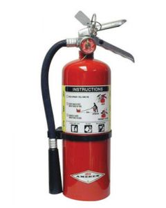 Amerex® 5 Pound Stored Pressure ABC Dry Chemical 2A:10B:C Multi-Purpose Fire Extinguisher For Class A, B And C Fires With Anodized Aluminum Valve, Wall Bracket, Hose And Nozzle
