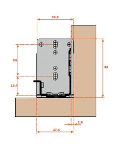 Salice  Drawer Slide Rear Mounting Bracket  AGSKXR5