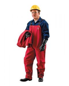 Ansell 2X Red Sawyer-Tower CPC Polyester Trilaminate Gore® Fabric Chemical Protection Bib Overalls