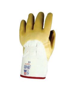 SHOWA Best® Glove 66NF-10 Size 10 The Original Nitty Gritty® Cut Resistant Yellow Natural Rubber Palm Coated Work Gloves With White Cotton And Flannel Liner And Safety Cuff