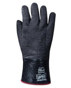 SHOWA Best® Glove Size 10 Black Insulated Neo Grab™ Cotton Jersey Lined Cold Weather Gloves With Gauntlet Cuff, Neoprene® Coated And Wrinkle Finish
