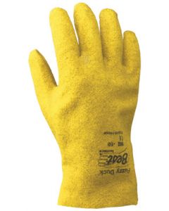 SHOWA Best® Glove Size 11 Fuzzy Duck® Heavy Duty Abrasion Resistant Yellow PVC Fully Coated Work Gloves With Cotton And Jersey Liner And Slip-On Cuff