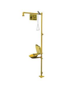 Bradley® Drench Combination Shower, Eye Wash Station And Face Wash Station With Plastic Shower Head, Bowl And Dust Cover