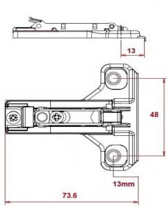 Baseplate Salice Face Frame Adapter for Refaced Cabinets Cast/Steel Clip-on PN: BAU3R19XR 1mm Height 