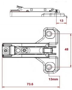 Baseplate Salice Face Frame Adapter for Refaced Cabinets Cast/Steel Clip-on PN: BAU3R49XR 4mm Height 