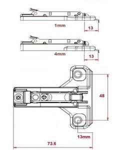 Baseplate Salice Face Frame Adapter for Refaced Cabinets Cast/Steel Clip-on PN: BAU3R_9XR