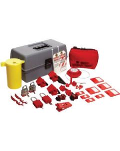 Brady® Gray, Red And Yellow Electrical Lockout Toolbox Kit Includes (6) Lockouts, (2) Fuse Blockouts, (1) Extra-Large Lockout Toolbox And (1) Cleat