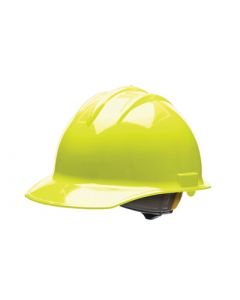 Bullard® Hi-Viz Yellow Classic C30 3000 Series HDPE Cap Style Hard Hat With 6 Point Ratchet Suspension, Accessory Slots, Absorbent Cotton Brow Pad, And Chin Strap Attachment