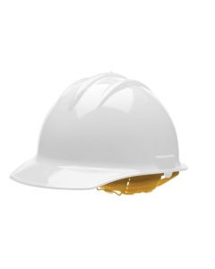 Bullard® White Classic C30 3000 Series HDPE Cap Style Hard Hat With Self Sizing 6 Point Pinlock Suspension, Accessory Slots, Absorbent Cotton Brow Pad, And Chin Strap Attachment