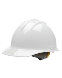 Bullard® White Classic C30 3000 Series HDPE Cap Style Hard Hat With 6 Point Ratchet Suspension, Accessory Slots, Absorbent Cotton Brow Pad, And Chin Strap Attachment