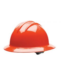 Bullard® Hi-Viz Orange Classic C33 HDPE Full Brim Hard Hat With 6 Point Ratchet Suspension Absorbent Cotton Brow Pad And Chin Strap Attachment