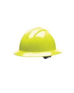 Bullard® Hi-Viz Yellow Classic C33 HDPE Full Brim Hard Hat With 6 Point Ratchet Suspension Absorbent Cotton Brow Pad And Chin Strap Attachment