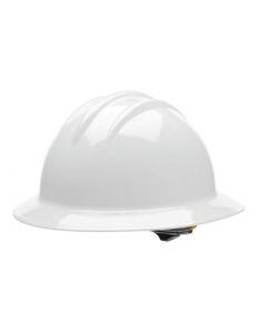 Bullard® White Classic C33 HDPE Full Brim Hard Hat With 6 Point Ratchet Suspension Absorbent Cotton Brow Pad And Chin Strap Attachment
