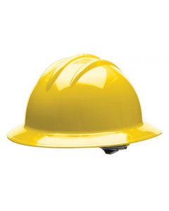 Bullard® Yellow Classic C33 HDPE Full Brim Hard Hat With 6 Point Ratchet Suspension Absorbent Cotton Brow Pad And Chin Strap Attachment