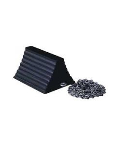 Cortina Safety Products 10" X 8" X 6" Black Recycled Rubber Heavy Duty Wheel Chock With 12' Chain