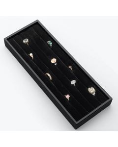 11 5/8" x 4 1/4" Velvet Ring Holder Insert Black CV-RING-1