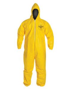DuPont™ X-Large Yellow SafeSPEC™ 2.0 10 mil Tychem® QC Chemical Protection Coveralls With Serged Seam, Standard Fit Hood, Elastic Wrists And Ankles