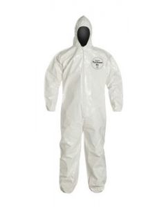 DuPont™ 3X White SafeSPEC™ 2.0 12 mil Tychem® SL Saranex™ 23-P Film Laminated Chemical Protection Coveralls With Bound Seams, Front Zipper, Storm Flap With Tape Closure, Attached Hood, Elastic Wrists And Elastic Ankles
