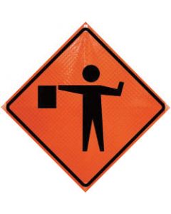 Dicke Safety Products 36" Black And Orange Polycarbonate Reflective Roll-Up Traffic Sign