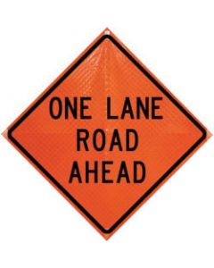 Dicke Safety Products 36" Black And Orange Polycarbonate Reflective Roll-Up Traffic Sign "One Lane Road Ahead"