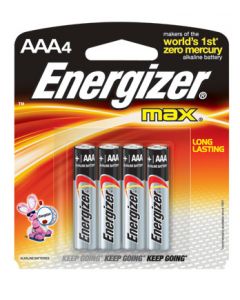Energizer® Eveready® MAX® 1.5 Volt AAA Alkaline Battery With Flat Contact Terminal (4 Per Card)