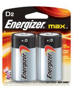 Energizer® Eveready® MAX® 1.5 Volt D Alkaline Battery With Flat Contact Terminal (2 Per Card)