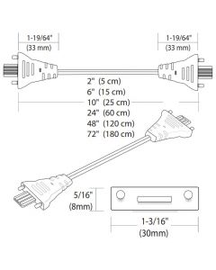 Tresco Eurolinx White Linking cord 10"  - 12V