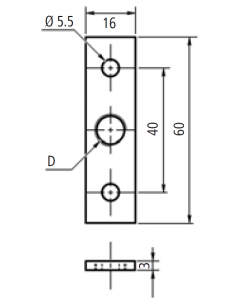 Glide Plate 60MM X 16MM X 3MM For USFutaba Adjustable Furniture Glide System