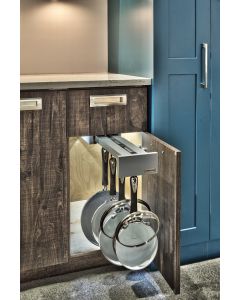16in. Grey organizer with Blum hardware, includes 5 hooks Gray Finish - Discontinued