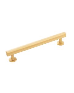 Brushed Golden Brass 6-5/16" [160.00MM] Square Bar Pull by Hickory Hardware sold in Each, SKU: H077883BGB