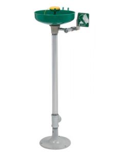 Haws® AXION MSR™ Pedestal Mounted Eye Wash Station And Face Wash Station With Eye/Face Wash Head Assembly And Green ABS Plastic Receptor