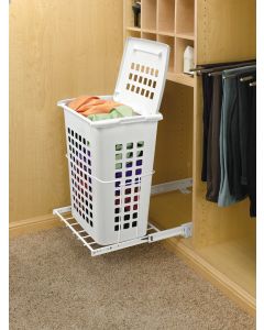 Pull-Out Hamper with Lid 14" Deep White HPRV-1925-S-OB
