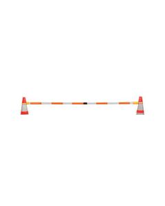 JBC™ 6' - 10' Orange And White Plastic Reflective Retractable Cone Bar With Engineer Grade Reflective Tape (For Use With PVC Traffic Cones And Delineators)