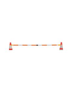 JBC™ 6' - 10' Orange And White Plastic Reflective Retractable Cone Bar With Engineer Grade Reflective Tape (For Use With PVC Traffic Cones And Delineators)