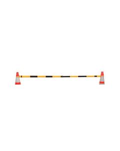 JBC™ 3 1/2' - 6' Black And Yellow Plastic Reflective Retractable Cone Bar With Engineer Grade Reflective Tape (For Use With PVC Traffic Cones And Delineators)