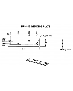 Mending Plate 4"X4"X7/8" Raw Steel - JH-MP-4-13