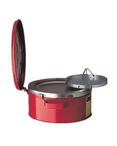 Justrite® 1 Gallon Red Galvanized Steel Safety Bench Can With 7-1/2" Dasher Plate And Wire Basket