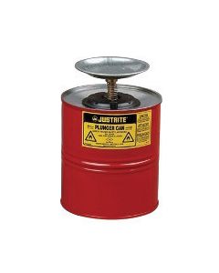 Justrite® 1 Gallon Red Galvanized Steel Safety Plunger Can With 5" Dasher Plate And Brass/Ryton® Plunger Assembly (For Flammables)
