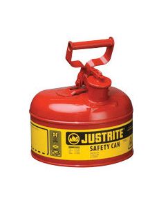 Justrite® 1 Gallon Red Galvanized Steel Type I Safety Can With 3 1/2" Stainless Steel Flame Arrester And Self-Closing Lid (For Flammable Liquids)