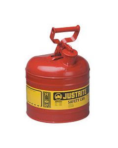Justrite® 2 Gallon Red Galvanized Steel Type I Safety Can With 3 1/2" Stainless Steel Flame Arrester And Self-Closing Lid (For Flammable Liquids)