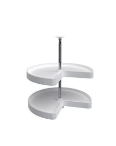 24" Lazy Daisy Polymer Kidney 2 Tray Set With Hardware, White LD-2472-24-11-1