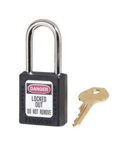 Master Lock® Black 1 1/2" X 1 3/4" Zenex™ Thermoplastic Lightweight Safety Lockout Padlock With 1/4" X 1 1/2" Shackle (6 Locks Per Set, Keyed Differently)