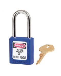 Master Lock® Blue 1 1/2" X 1 3/4" Zenex™ Thermoplastic Lightweight Safety Lockout Padlock With 1/4" X 1 1/2" Shackle (6 Locks Per Set, Keyed Differently)