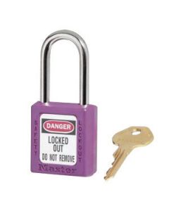 Master Lock® Purple 1 1/2" X 1 3/4" Zenex™ Thermoplastic Lightweight Safety Lockout Padlock With 1/4" X 1 1/2" Shackle, 410 Key (6 Locks Per Set, Keyed Differently)