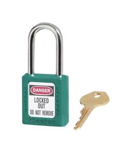 Master Lock® Teal 1 1/2" X 1 3/4" Zenex™ Thermoplastic Lightweight Safety Lockout Padlock With 1/4" X 1 1/2" Shackle (6 Locks Per Set, Keyed Differently)