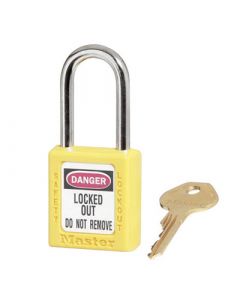 Master Lock® Yellow 1 1/2" X 1 3/4" Zenex™ Thermoplastic Lightweight Safety Lockout Padlock With 1/4" X 1 1/2" Shackle (6 Locks Per Set, Keyed Differently)