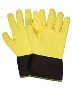National Safety Apparel Large 12" Yellow 22 Ounce Kevlar® Terrybest™ Terry Cloth Reversed Wool Lined Heat Resistant Gloves With FR Brown Duck Cuff