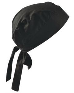 OccuNomix Black Tuff Nougies™ 100% Cotton Doo Rag Tie Hat With Plastic Hook Closure And Holographic Hangtag