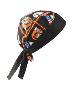 OccuNomix Motorcycle Tuff Nougies™ 100% Cotton Doo Rag Tie Hat With Plastic Hook Closure And Holographic Hangtag